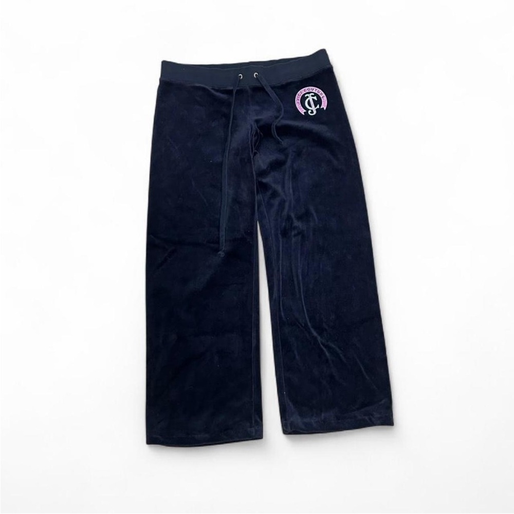 Juicy Couture Velour Wide Leg Pants with Pink Logo